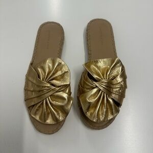 Patricia Green Gold Slide Sandals
